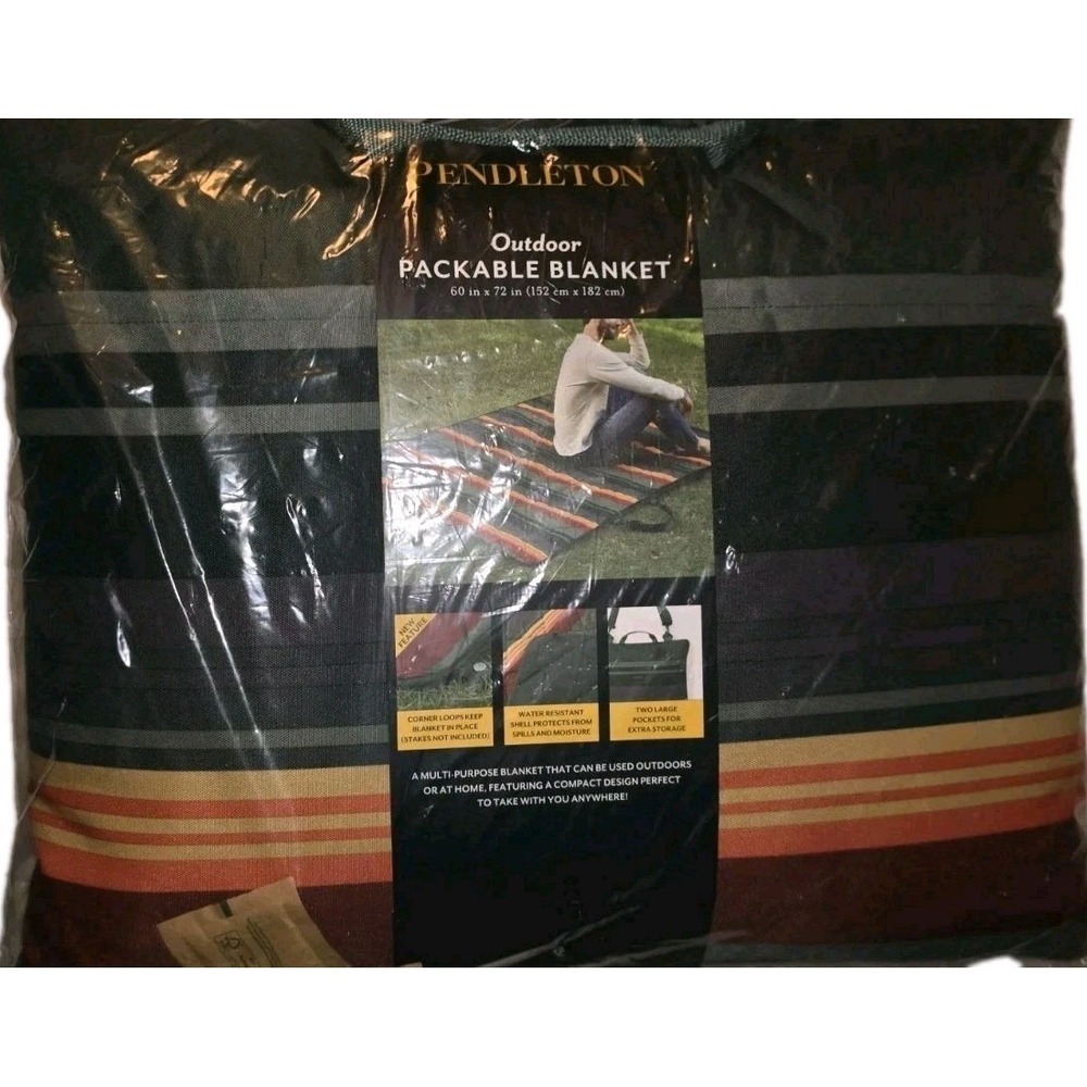 Pendleton Outdoor Packable Blanket Adults 60x72 Green Stripe NEW Pearl Bay